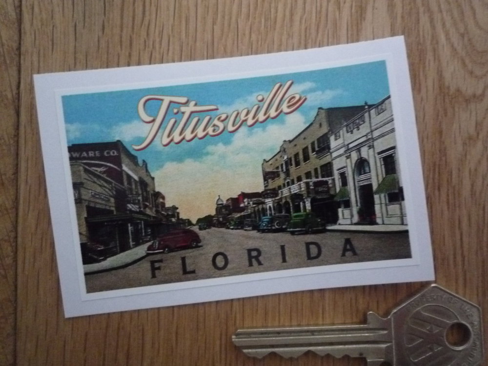 Titusville Florida American Travel Sticker. 3.25