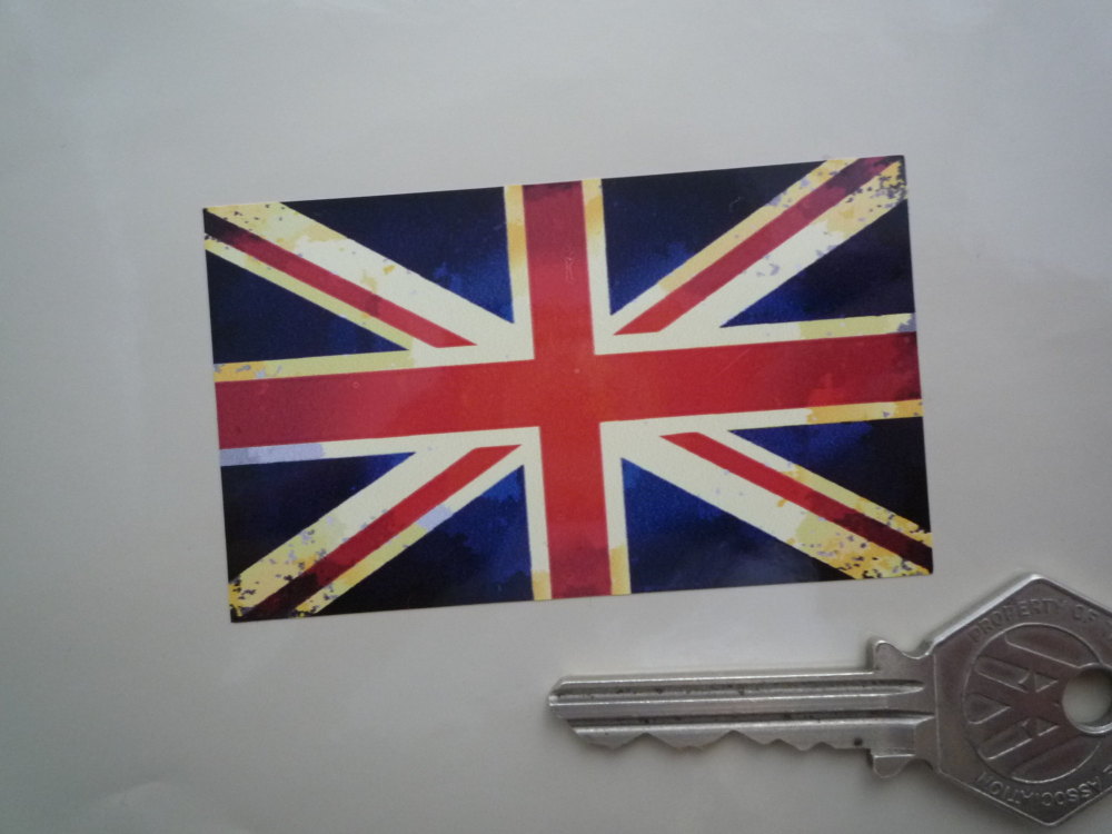 Union Jack Classic Aged Style Flag Stickers. 3