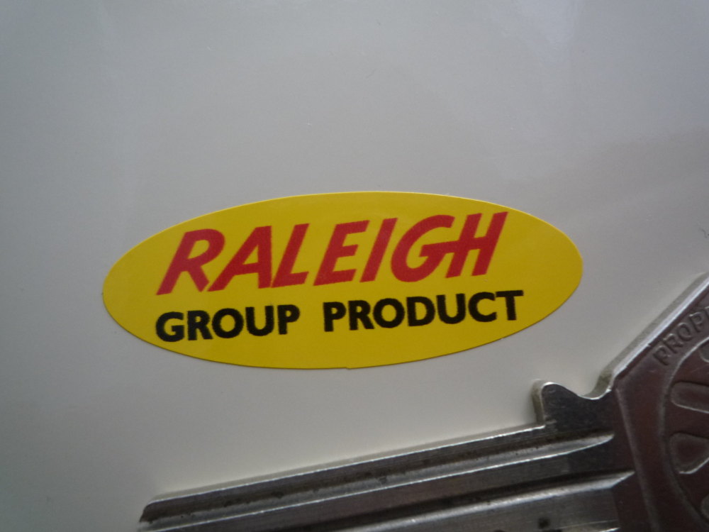 Raleigh Group Product Yellow Oval Sticker. 1.5