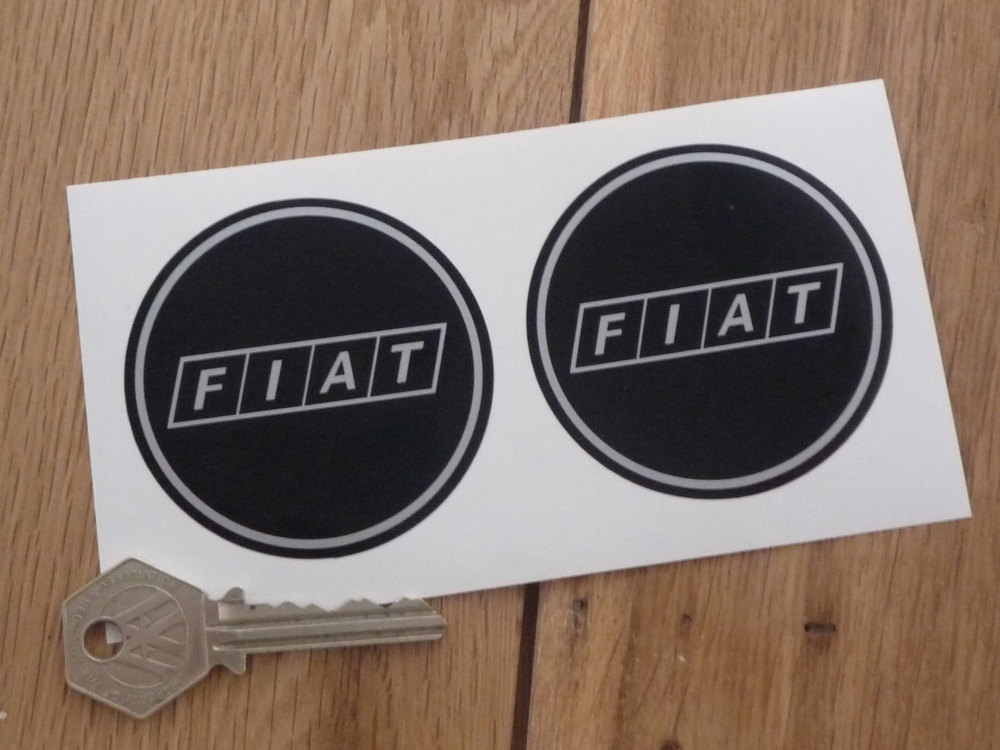 Fiat Later Style Black & Silver with Silver Coachline Round Stickers. 2.5