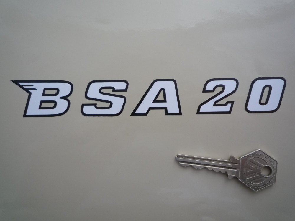 BSA 20 Bicycle Black & White Horizontal Cut Text Stickers. 7