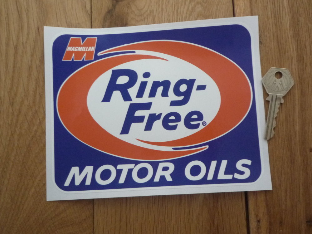 Macmillan Ring-Free Motor Oils Sticker. 7".