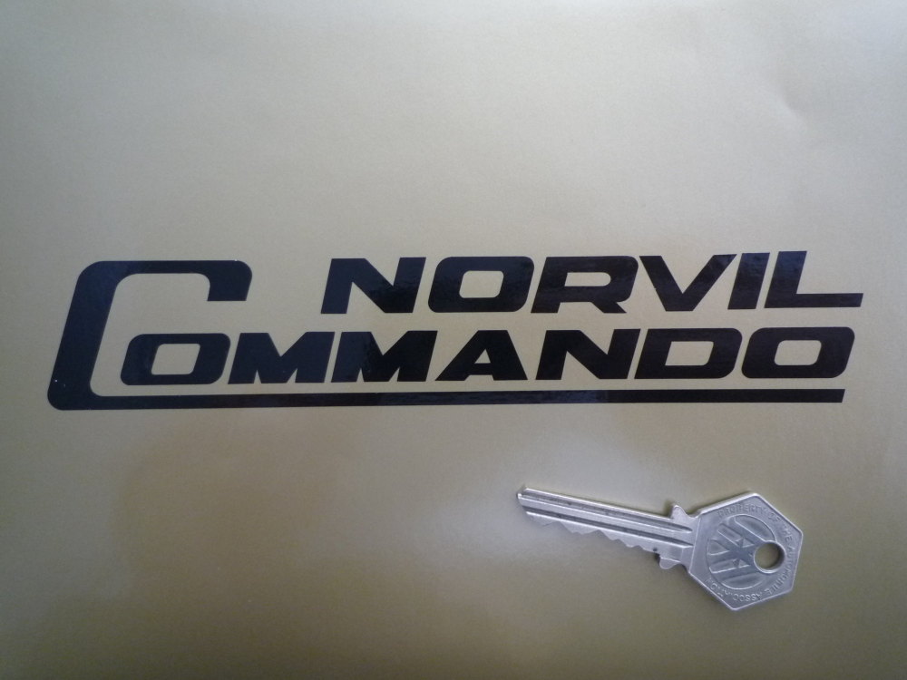 Norvil Commando Cut Text Stickers. 7" Pair.
