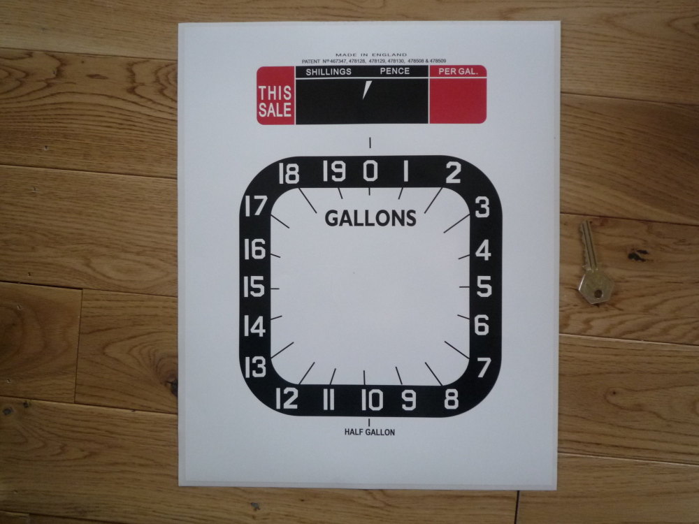 Petrol Pump 'This Sale' Style 4 Half Gallon Clock Face Sticker. 11".