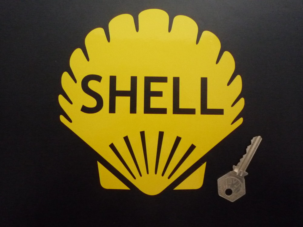 Shell Classic Cut Vinyl Yellow Shell Sticker. 6.5".