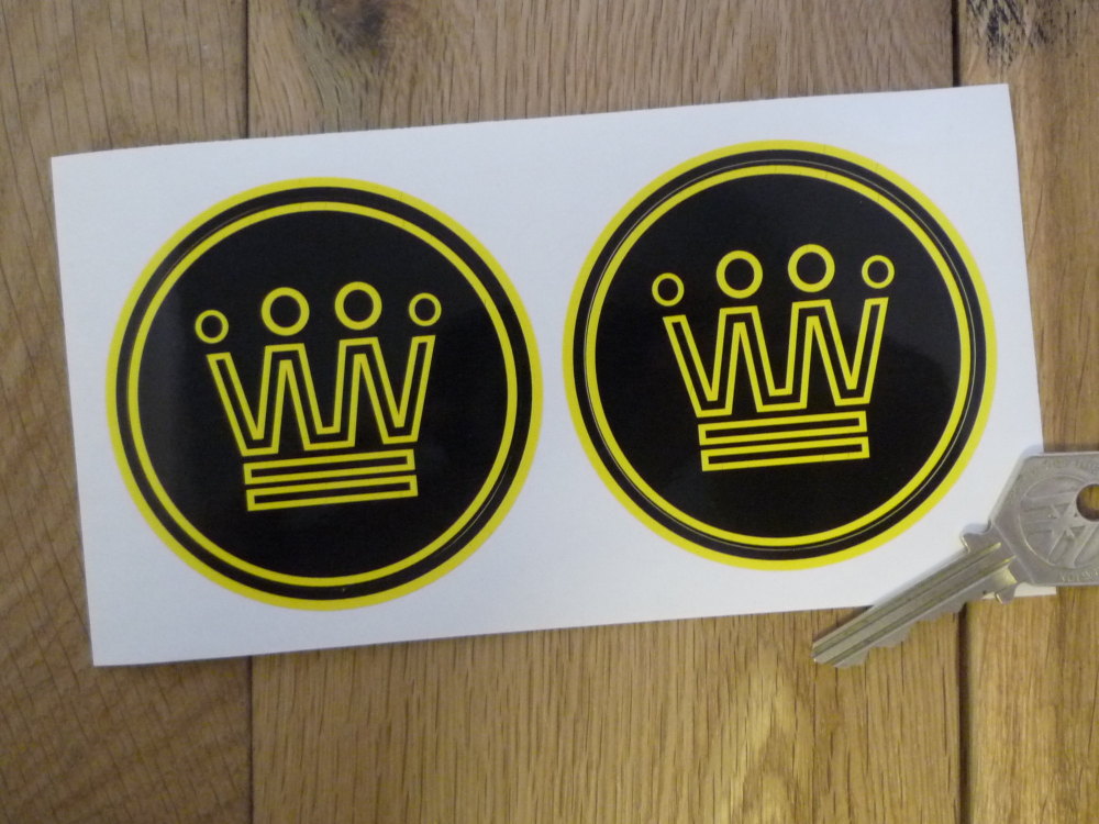 Noble Yellow & Black Circular Logo Stickers. 3" Pair
