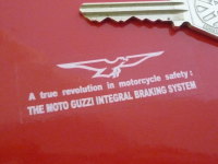 Moto Guzzi Integral Braking System Sticker. White & Clear. 2.5".