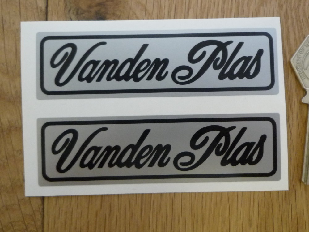 Vanden Plas Black & Silver Oblong Stickers. 4