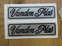 Vanden Plas Black & Silver Oblong Stickers. 4" Pair.