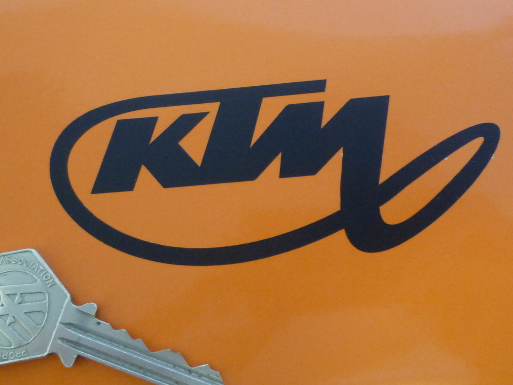 KTM Stylised Script Cut Vinyl Sticker. 4".