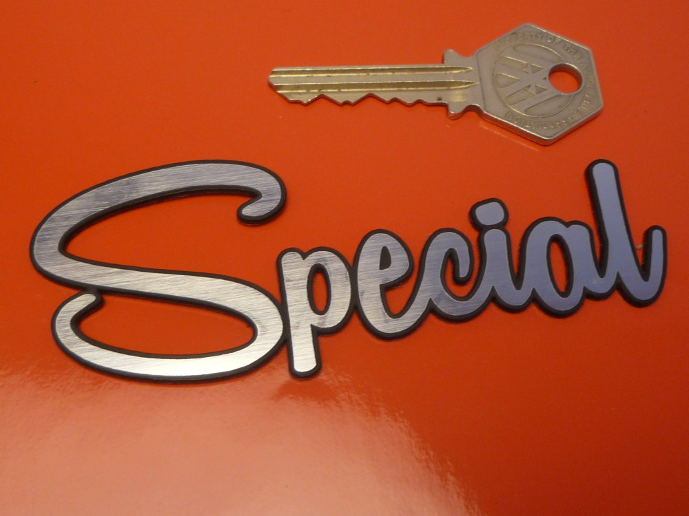 Special Rounded Script Style Laser Cut Self Adhesive Car Badge. 4.25".