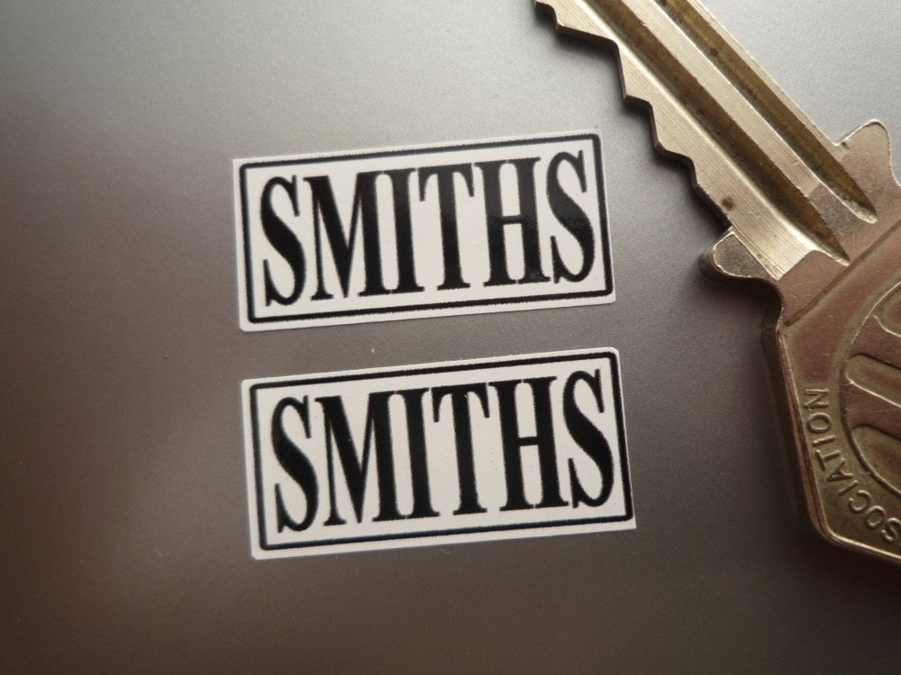 Smiths Heater Labels Black & White Stickers. 1" Pair.