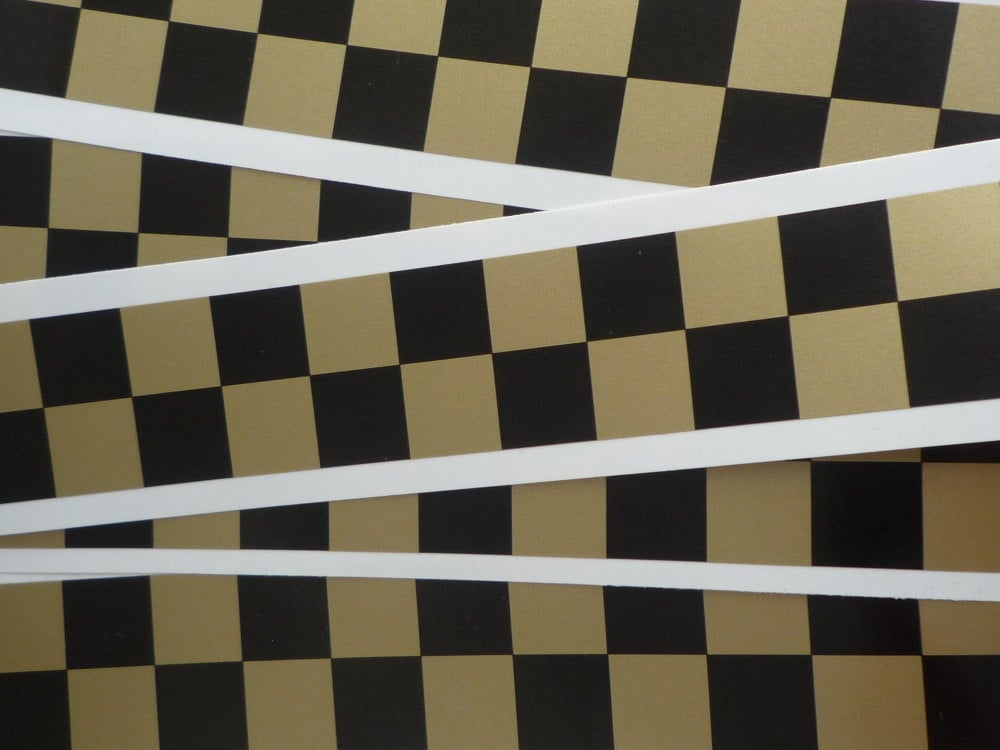 Chequered Tape Checkered Check Black & Gold Decal. 46" x 1".