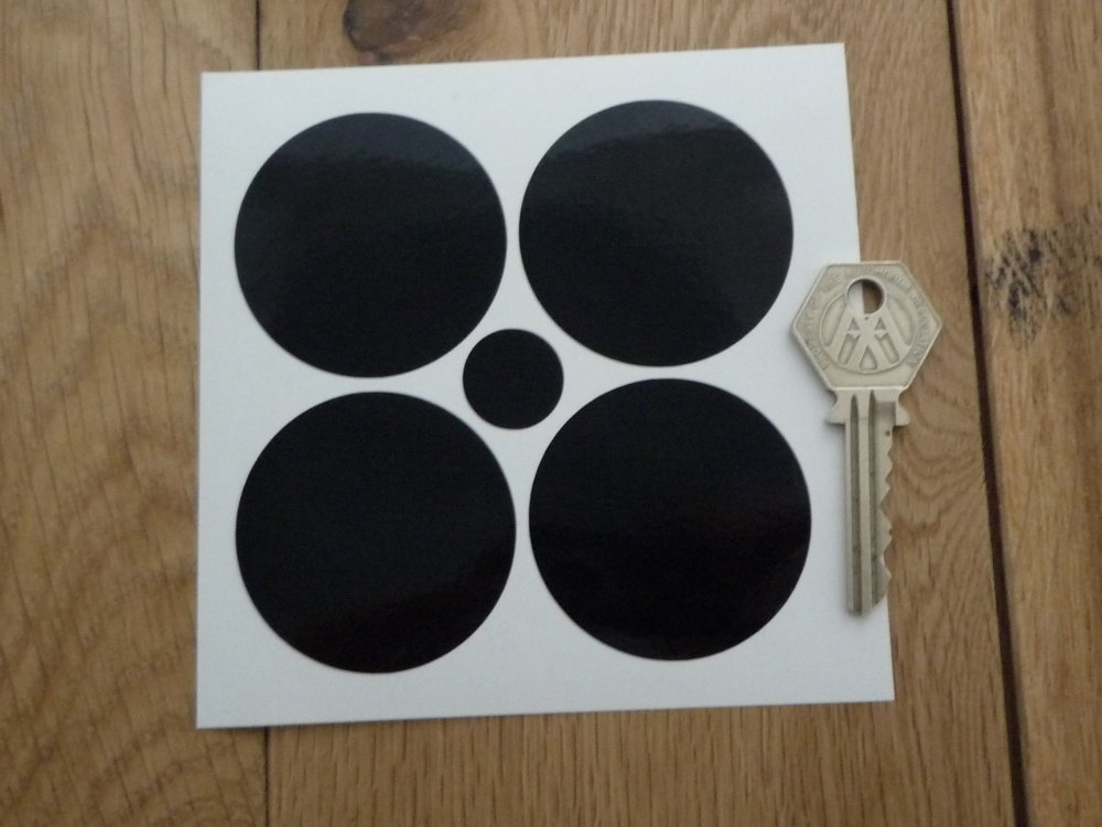 Plain Black or Silver Wheel Centre Cap Style Stickers. Set of 4. 50mm.