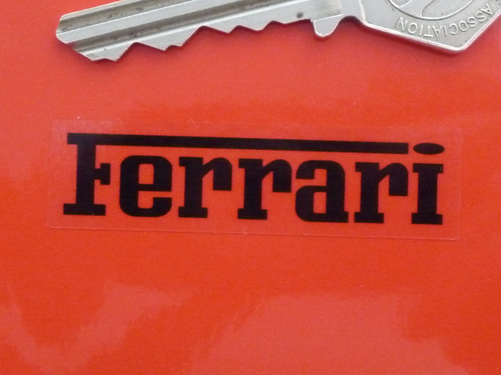 Ferrari Black on Clear Oblong Stickers - 2" Pair