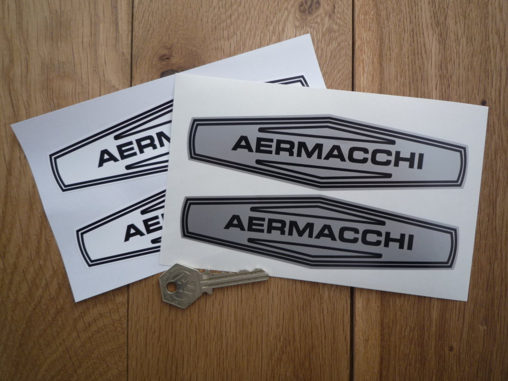 Aermacchi Black & White or Black & Silver Stickers. 6" Pair.