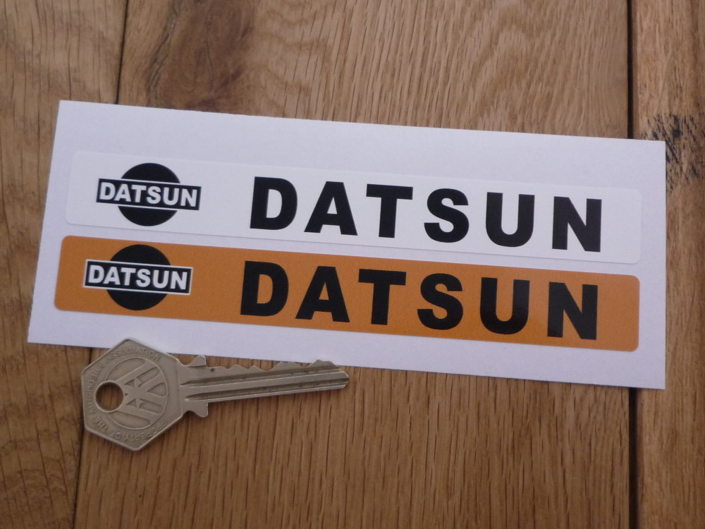 Datsun Number Plate Dealer Logo Cover Stickers. 5.5" Pair.