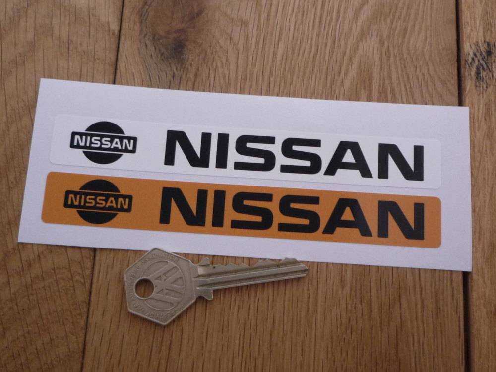 Nissan Number Plate Dealer Logo Cover Stickers. 5.5" Pair.