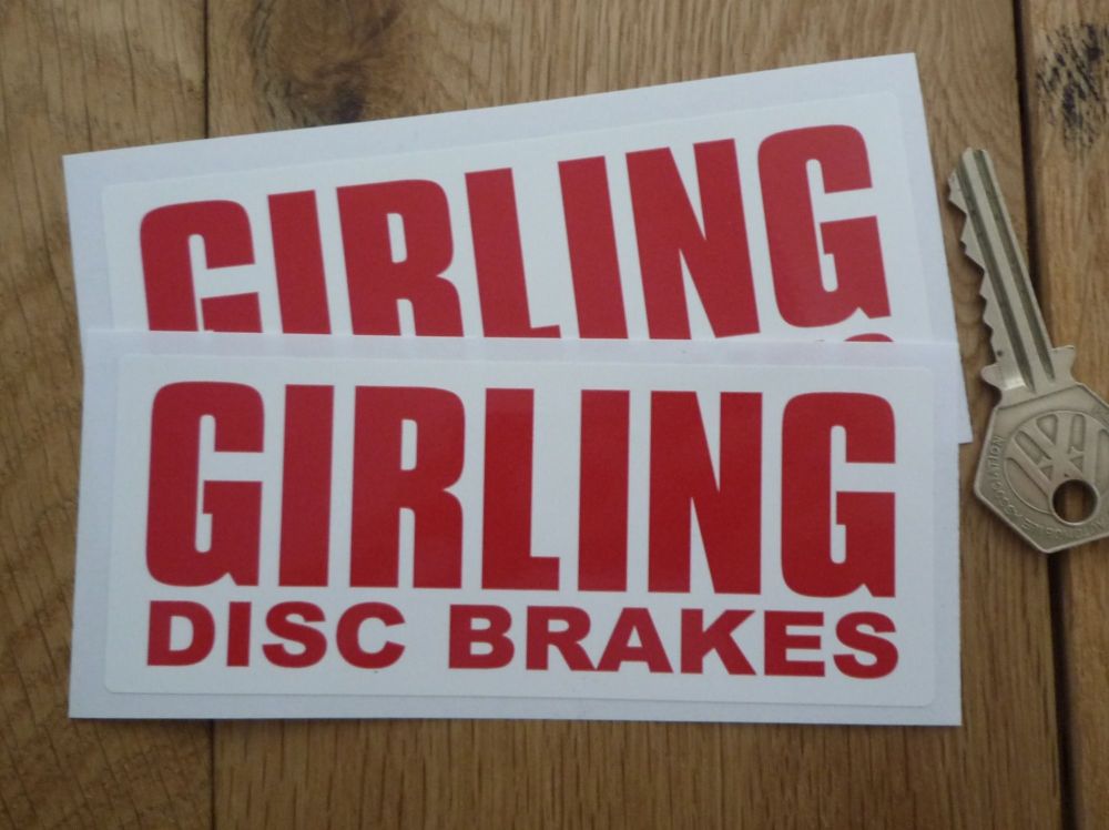 Girling Disc Brakes Red on White Oblong Stickers. 5