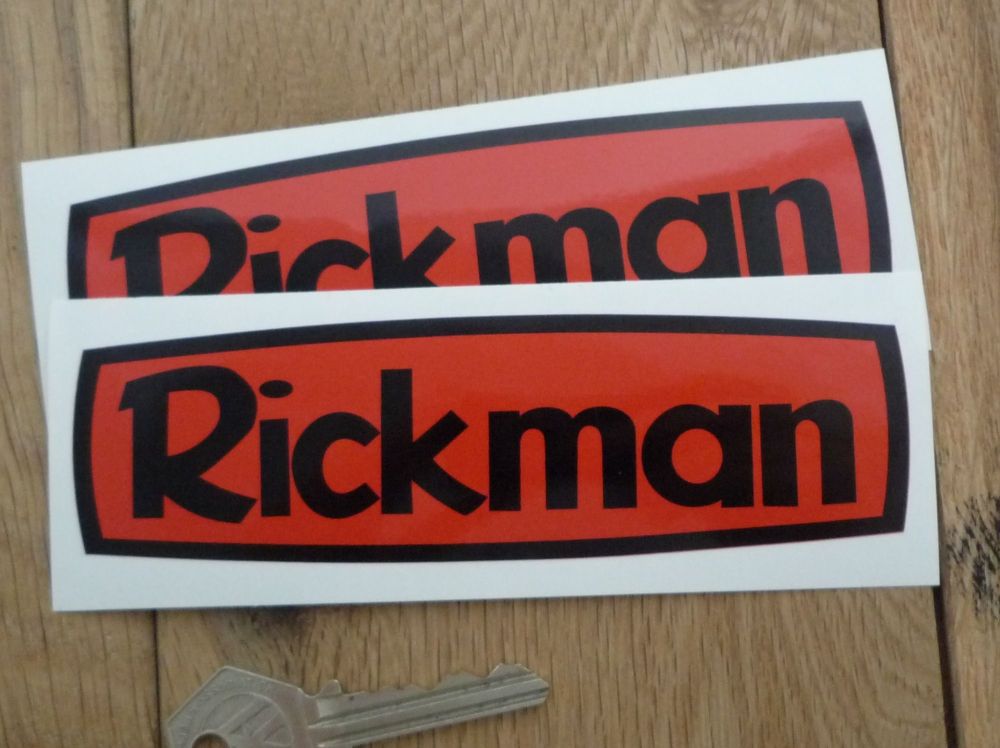 Rickman Black on Red Stickers. 5.5" Pair.