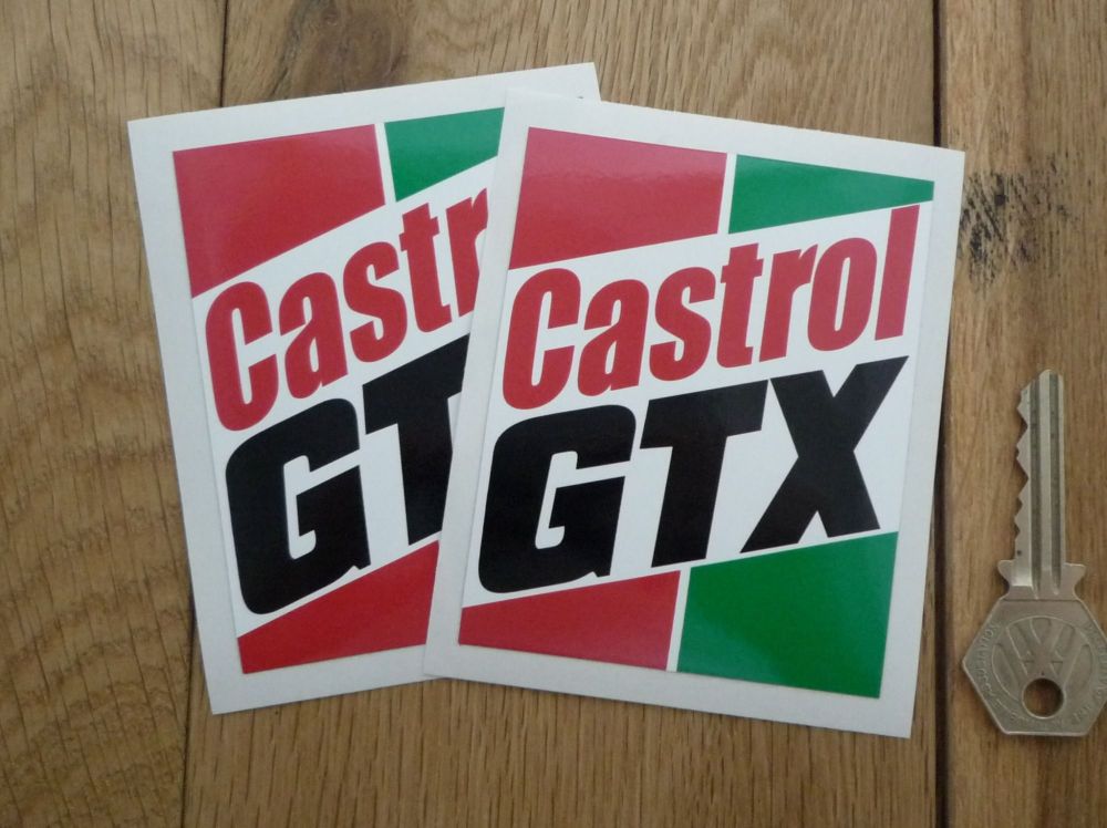 Castrol GTX Oblong Stickers. 3.5" Pair.