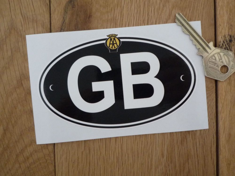 GB Old AA White on Black ID Plate With Rivets Sticker. 3" or 5".