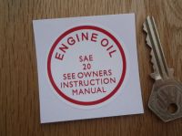 Engine Oil See Instruction Manual Sticker. Land Rover, etc. 2".