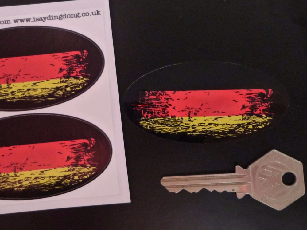 German Tricolour Flag Fade To Black Oval Stickers. 3