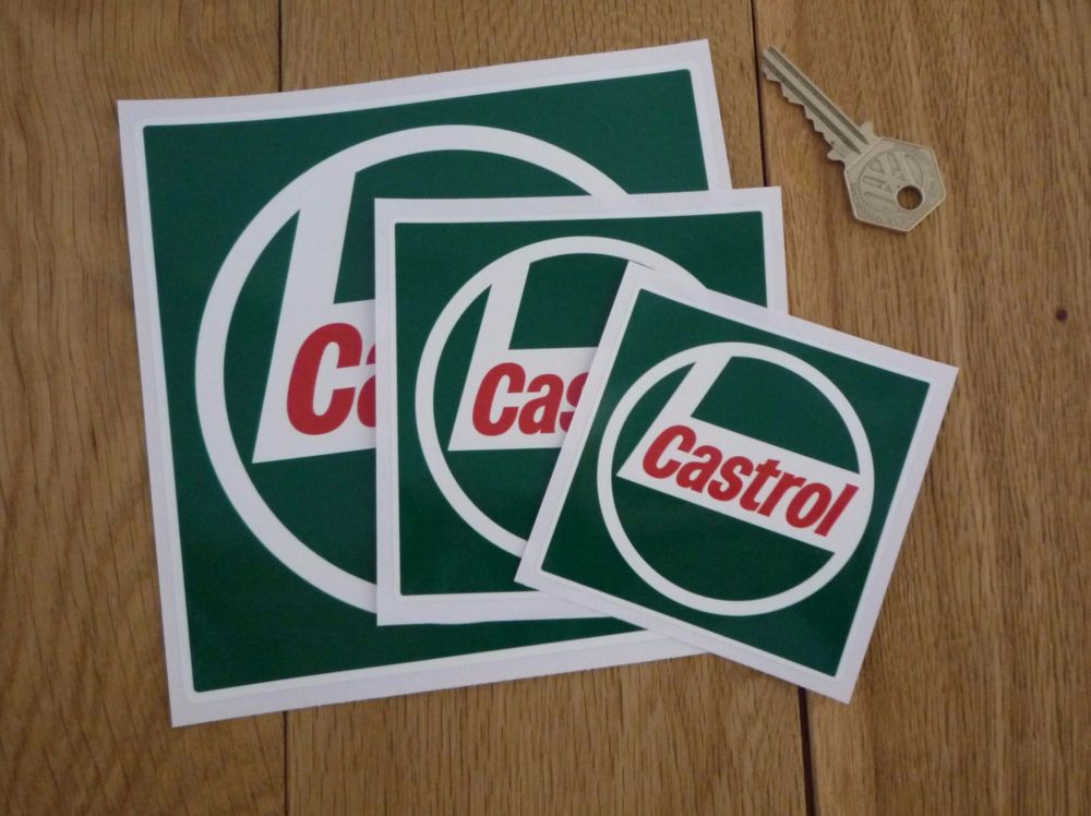 Castrol '68 On Green Square Stickers. 1.5", 2", 3", 4" or 6" Pair