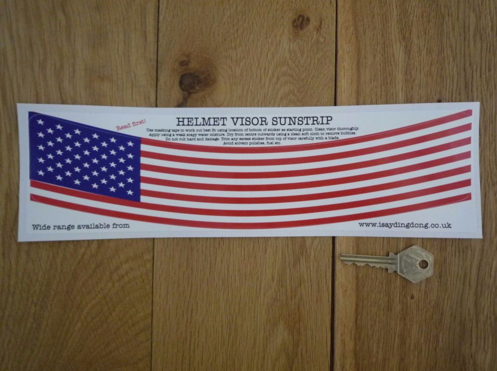 USA Stars & Stripes Flag Style Helmet Visor Sunstrip Sticker. 12