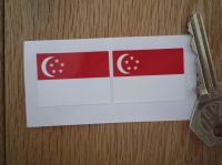 Singaporean Flag Oblong Singapore Stickers. 33mm Pair.