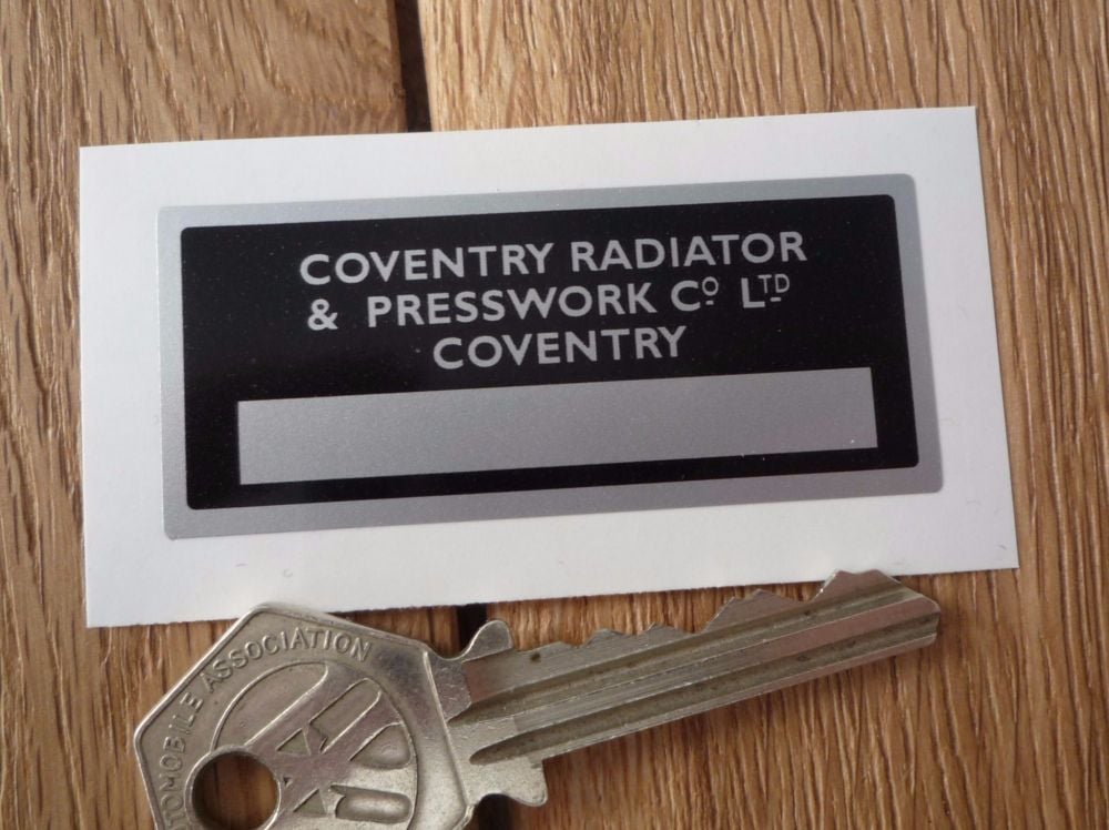 Coventry Radiator & Presswork Sticker. 2.5".