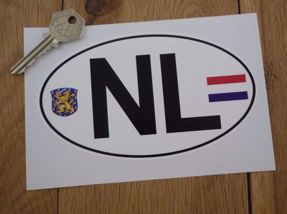 NL Netherlands Dutch Flag & Coat of Arms ID Plate Sticker. 6".
