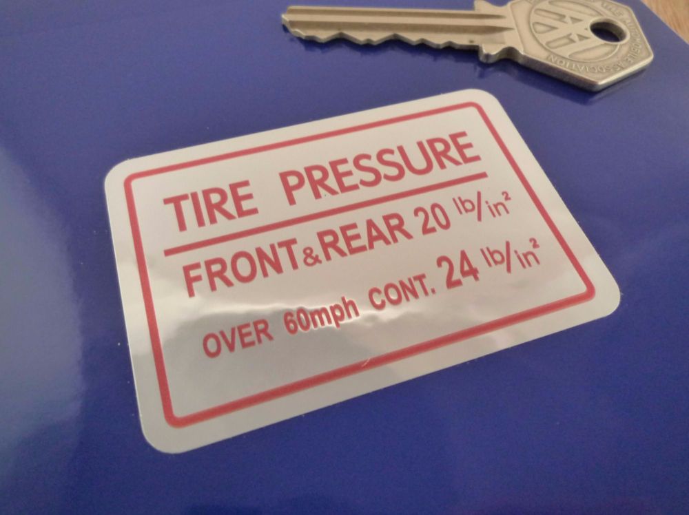 S800 Tire Pressure Sticker. 2.5".
