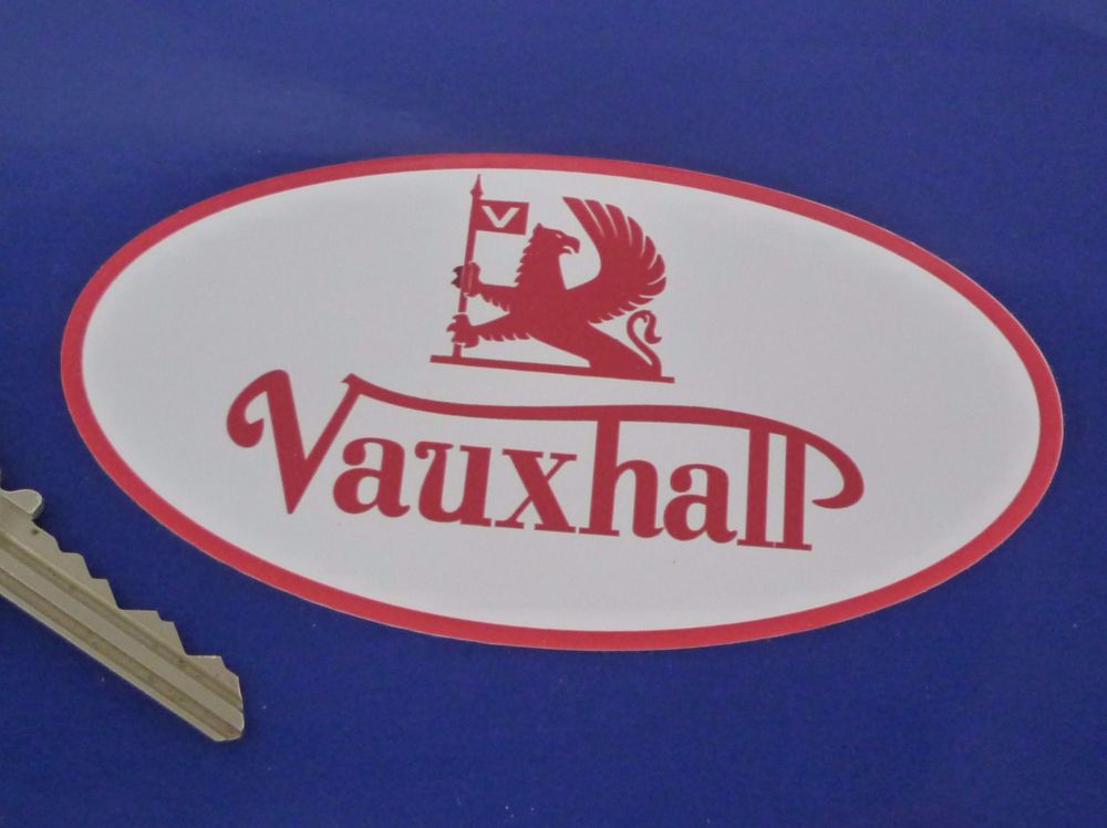 Vauxhall Old Style Red & White Oval Sticker. 4.5".