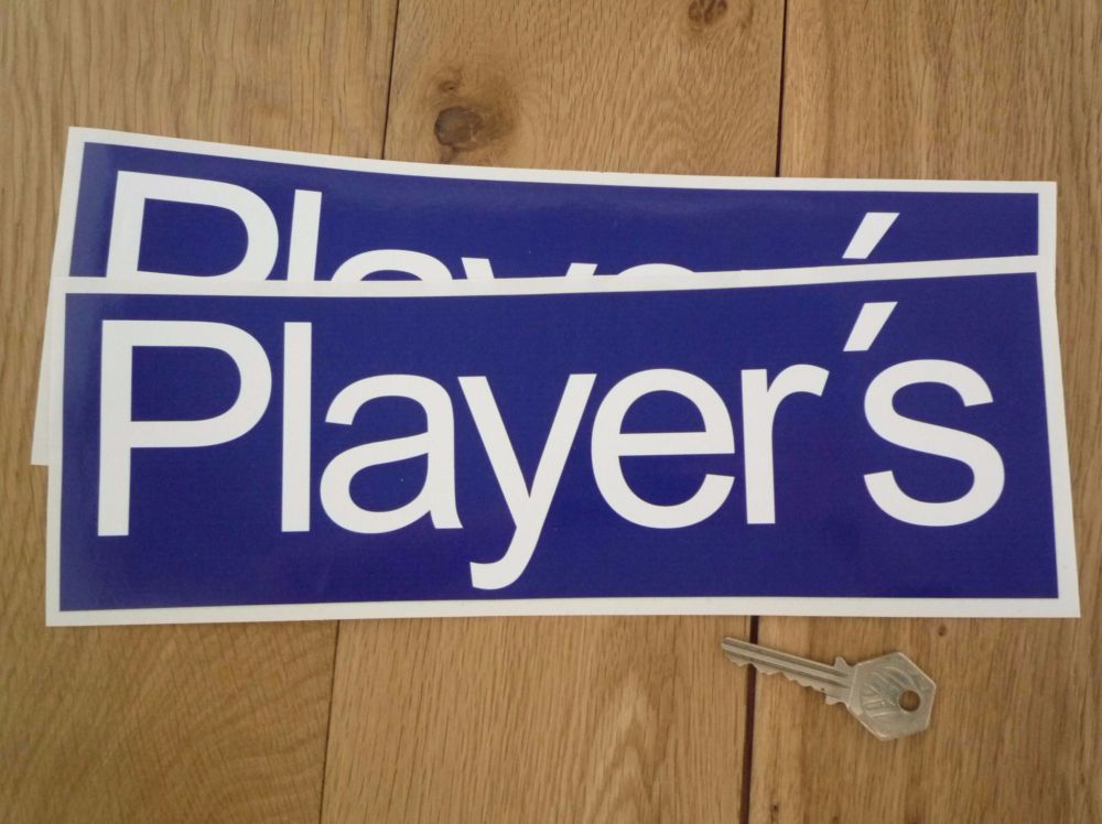 Player's Blue & White Oblong Stickers. 11.75" Pair.