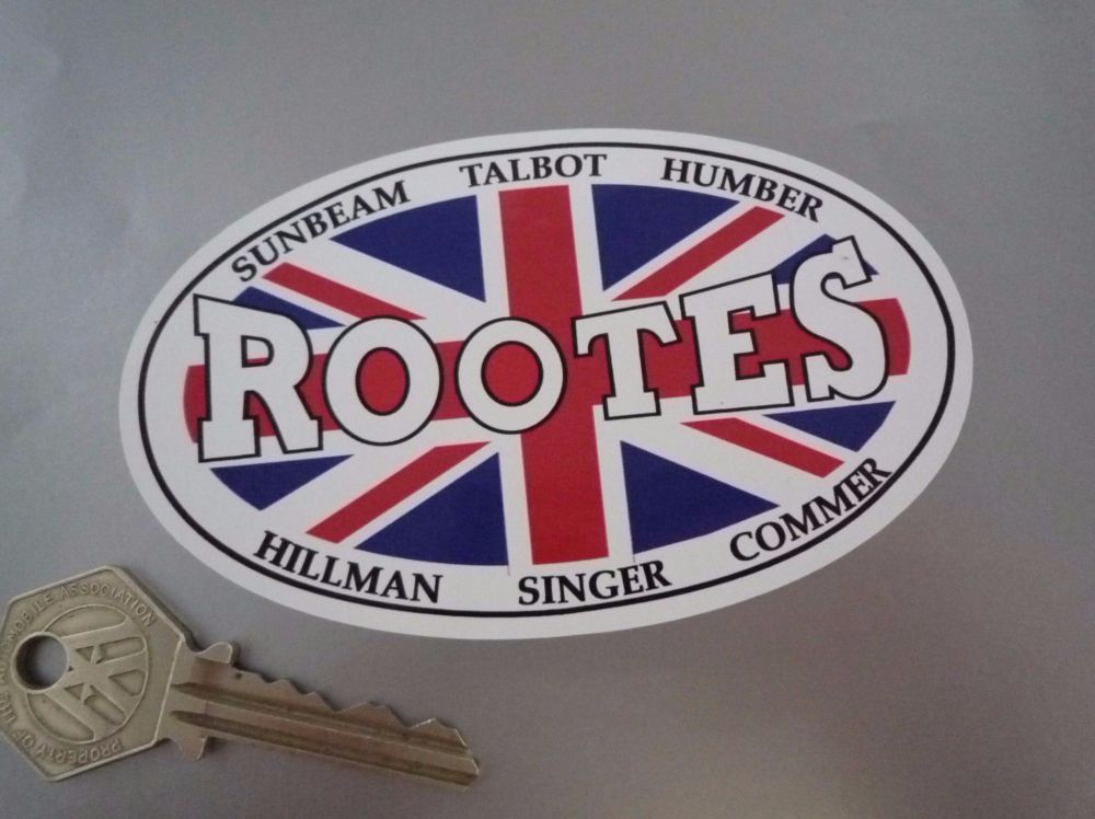 Rootes Union Jack Oval Sticker. 4.5