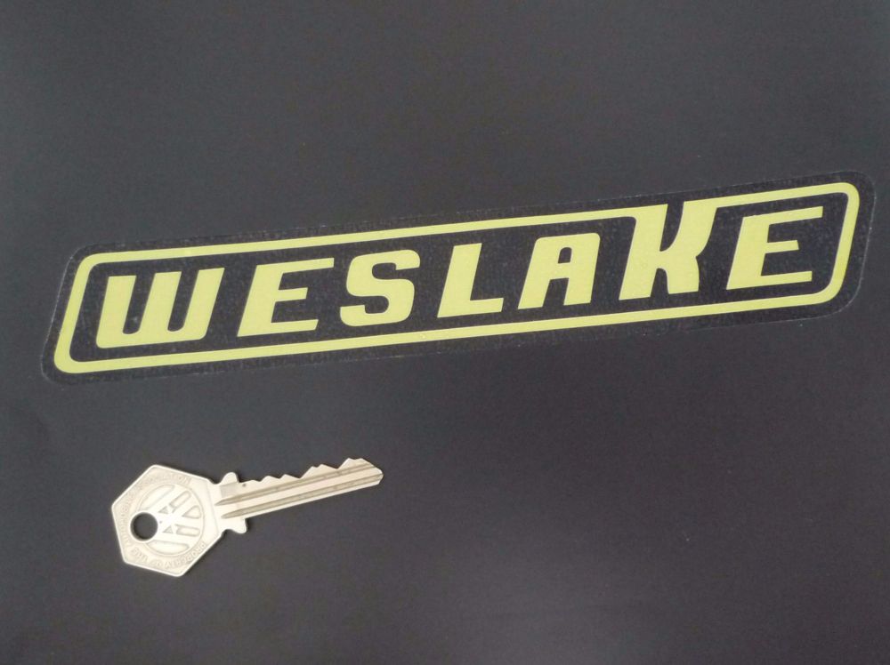Weslake Yellow & Clear Slanted Oblong Stickers. 8