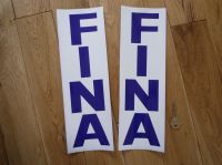 Fina Blue & White Vertical Oblong Text Stickers. 13" Pair.