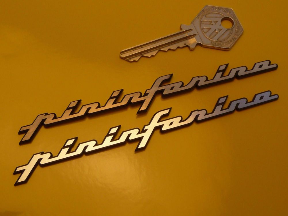 Pininfarina Laser Cut Self Adhesive Car Badges. 3", 3.5" or 5" Pair.