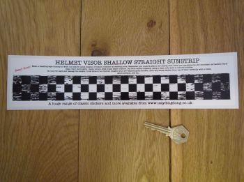 Chequered Flag Worn & Distressed Helmet Visor Straight Sunstrip Sticker. 12". 35mm or 50mm Tall.