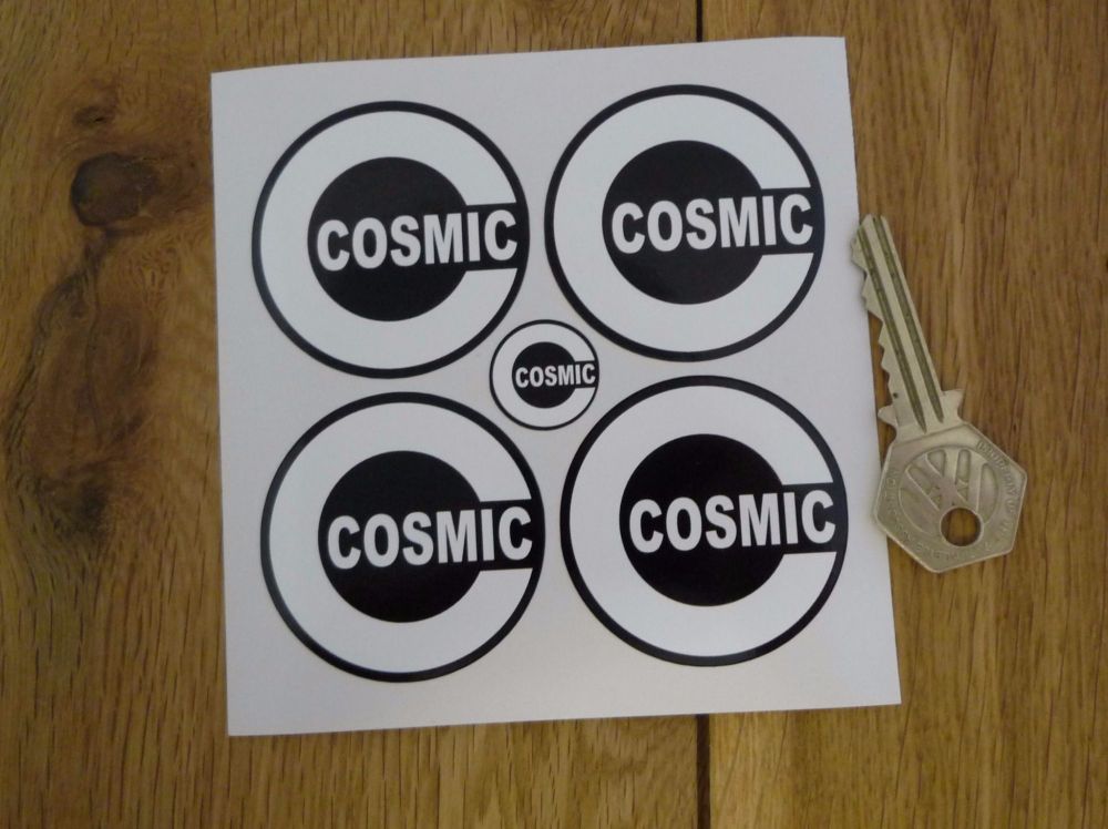 Cosmic Style 2 Black & White Wheel Centre Stickers. Set of 4. 50mm.