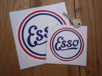 Esso Old Style Round Stickers. 2.5", 4" or 6" Pair.