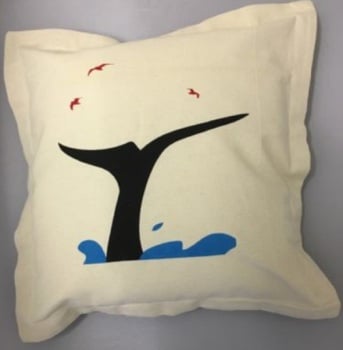 Nautical Cushion with Whale Fin Design - includes padded insert