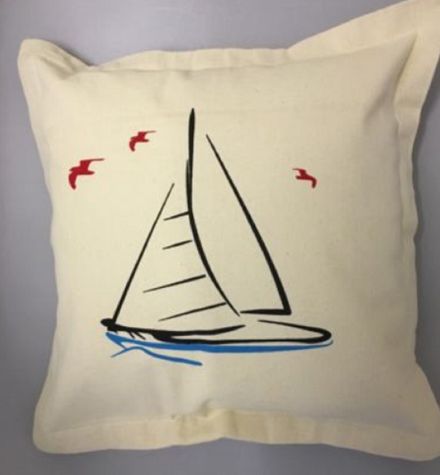 Nautical Style Canvas Cushions Including Insert Cream Seaside Decor