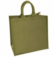 Sage Green  Large Natural Jute Shopping Bag - 40 x 35 x 15 cm