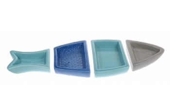 Fish Shaped Snack Serving Dish - Set of 4 Dip or Snack Dishes