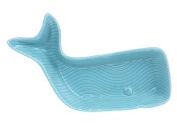 Blue Whale Shaped Serving Dish Bowl for Snacks, Dips - Seaside Nautical Decor