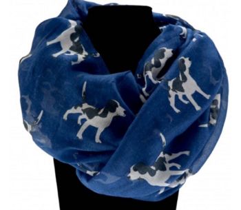 Dog Print Scarf in Blue and White - Beagle Dog Type