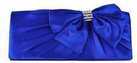 Satin Look - Diamonte Evening Clutch Bag - Dark Blue 